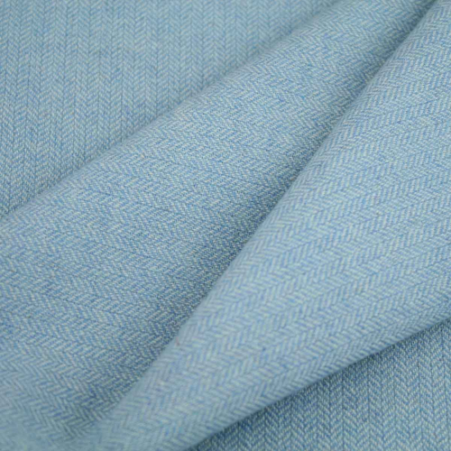 Herringbone Tweed 50% Wool Blend Upholstery Sofa Cushion Chairs Cloth - Pale blue