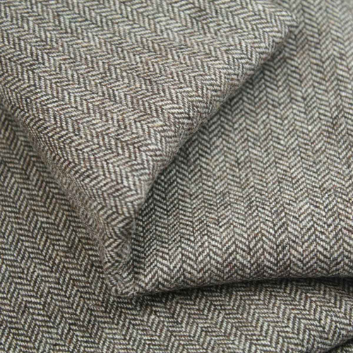 Herringbone Tweed 50% Wool Blend Upholstery Sofa Cushion Chairs Cloth - Brown