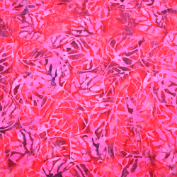 Bali Batik 100% Premium Cotton Craft Fabric - 3b Red&Pink Leaves