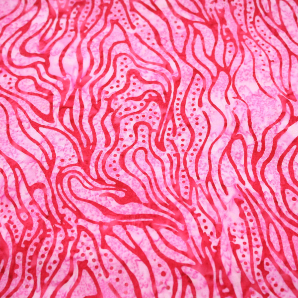 Bali Batik 100% Premium Cotton Craft Fabric - 4a Pink Dots&Squiggles