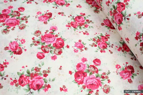 Vintage Pink Rose Flowers On Pink 100 Cotton Fabric We Love Fabric