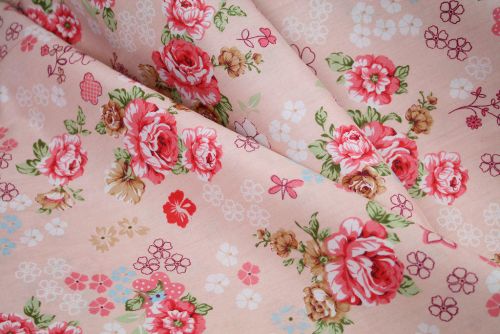 Classic Pink Roses 100 Cotton Fabric We Love Fabric