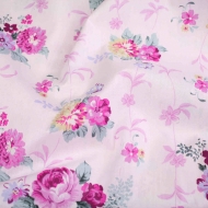 Hot Pink Roses on Baby Pink Top Quality Cotton Quilting Craft Fabric per meter