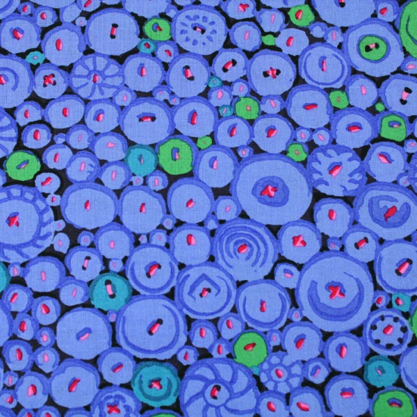 Kaffe Fassett Button Mosaic Blue 100% Cotton Quilting Craft Fabric